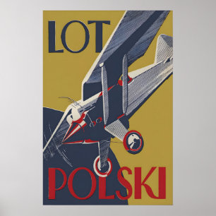 Poster Poland LOT Polski Polish Air Force Interwar
