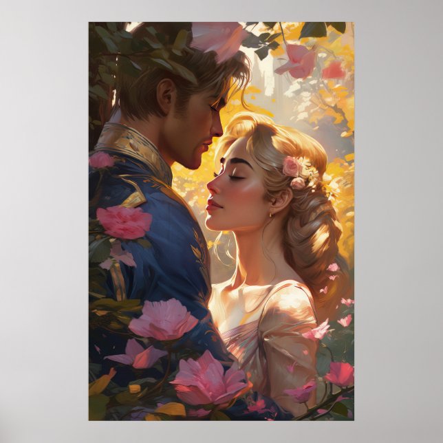 Poster - Prince Charming and Princess Love Kiss (Front)