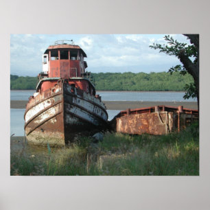 Poster/Print: Discarded Tugboat Poster