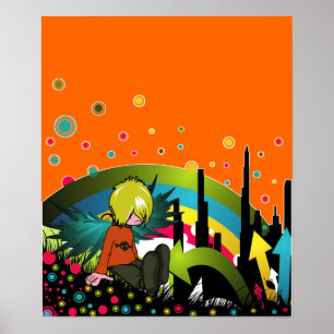 Poster/Print: Emo Boy Under Muted Rainbow Poster