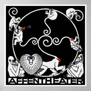 Poster Print: Jugendstil Plakat Affentheater