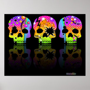 Poster, Print - POP ART SKULLS