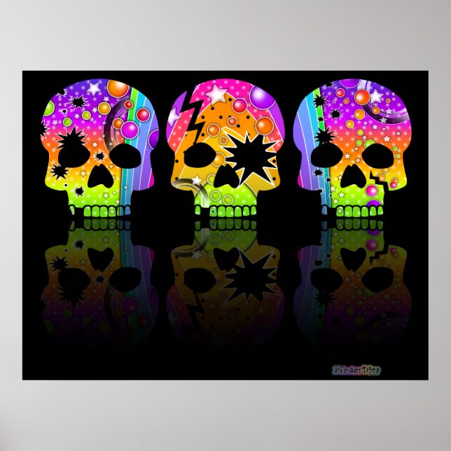 Poster, Print - POP ART SKULLS (Front)