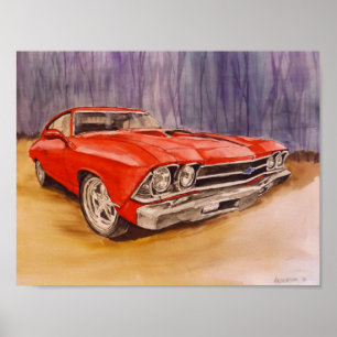 poster print red 69 Chevelle