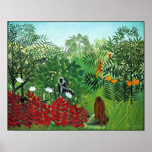 Poster/Print: Tropical Forest with Monkeys Poster