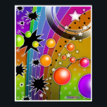 Poster, Prints - BIG BANG BLACK HOLES POP ART<br><div class="desc">A Cosmic BIG BANG Pop Art illustration with exploding planets,  stars and black holes.  I used this graphic on my Pop Art Skulls for Halloween! Feel free to insert a favourite photo and personalise!</div>