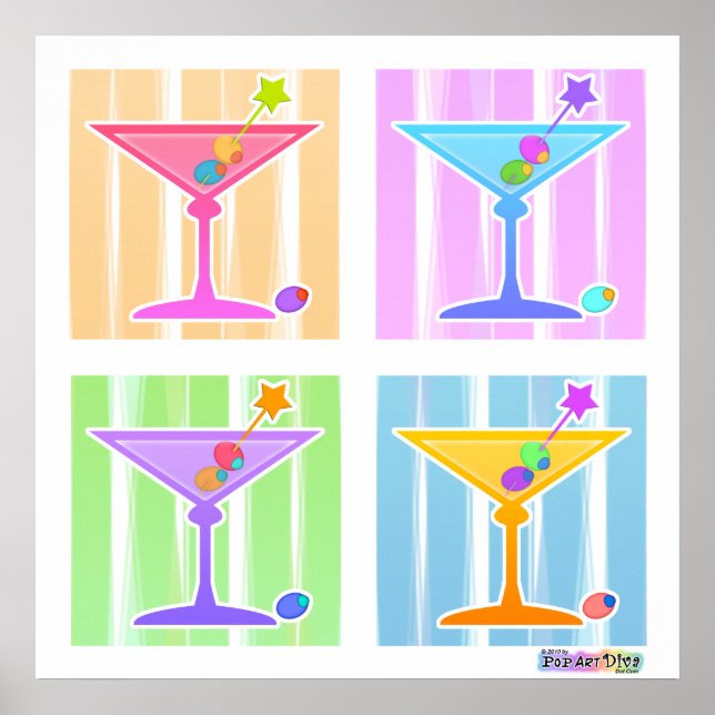 Poster, Prints - Retro Pop Art Martinis (Front)