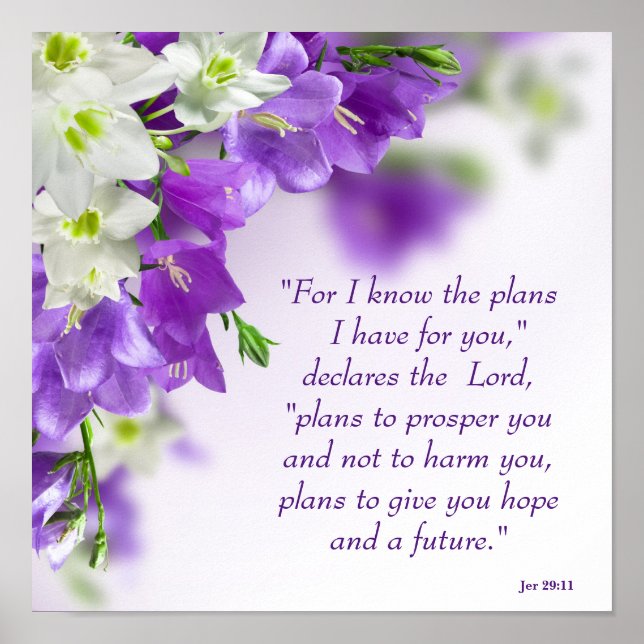 Poster--Purple Flowers-Vert-Jer 29:11 Poster (Front)