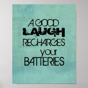 poster quotation on teal blue laughter quote