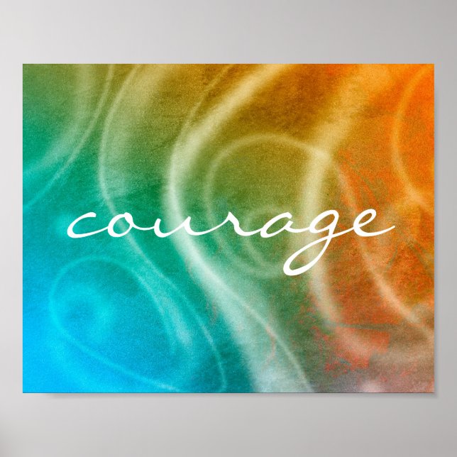 poster quote courage on colourful abstract paintin (Front)