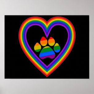 Poster Rainbow Heart With Paw