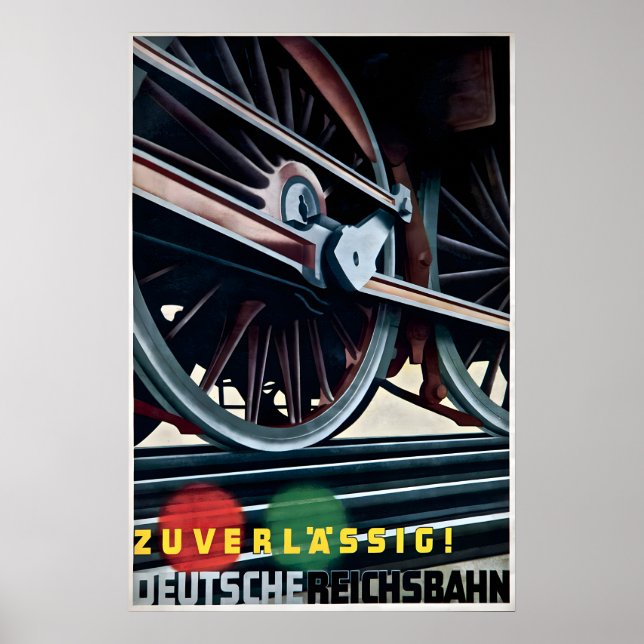 Poster -Reliable German Railways- 1936 Steam train (Front)