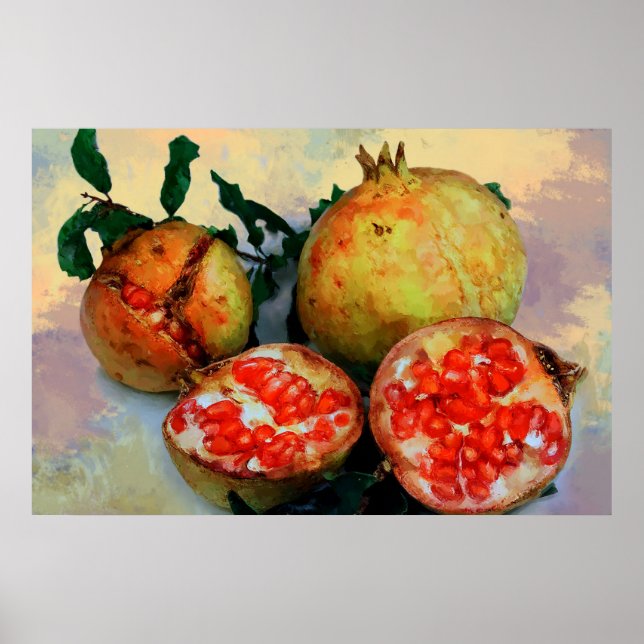 Poster Ripe  Pomegranates Paint effect (Front)