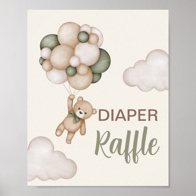 Póster Rótulo Teddy Bear Diaper Raffle Poster (Front)