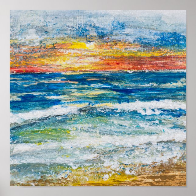 Poster - Sea Waves Sunset (Front)