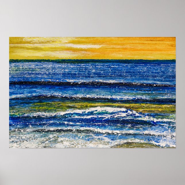 Poster - Seaside Sunset And Sea Waves (Front)