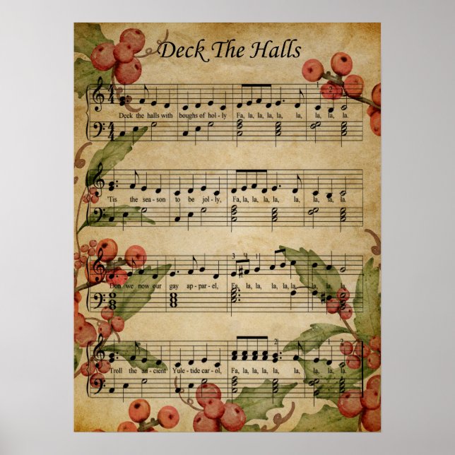 Poster-Sheet Music Art-Deck the Halls Poster (Front)