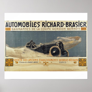 Poster showing Automobiles Richard-Brasier winning