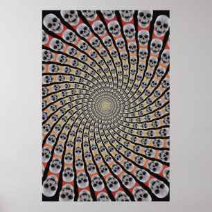 Poster: Skull Spiral: Trippy Design: Red Yellow Poster