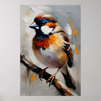 Poster | Sparrow | Oil Painting Style