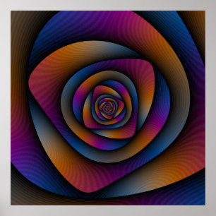 Poster  Spiral Labyrinth in Blue Orange and Pink