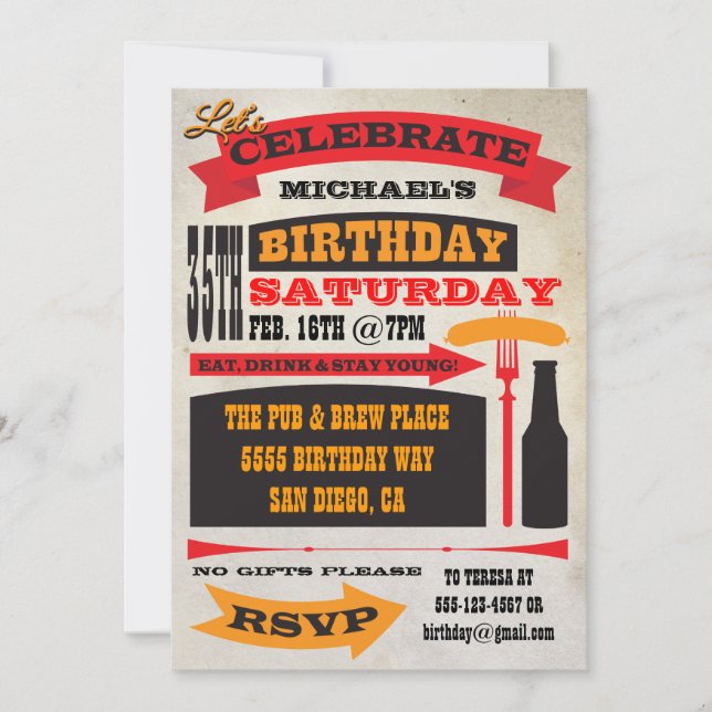 Poster Style 35th Birthday Celebration Invitations (Front)