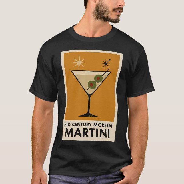 Poster Style Mid Century Modern Martini T-Shirt (Front)