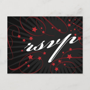 Poster Style Red & Black DIY RSVP postcard