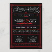 Poster Style Red & Black DIY Wedding Invitation