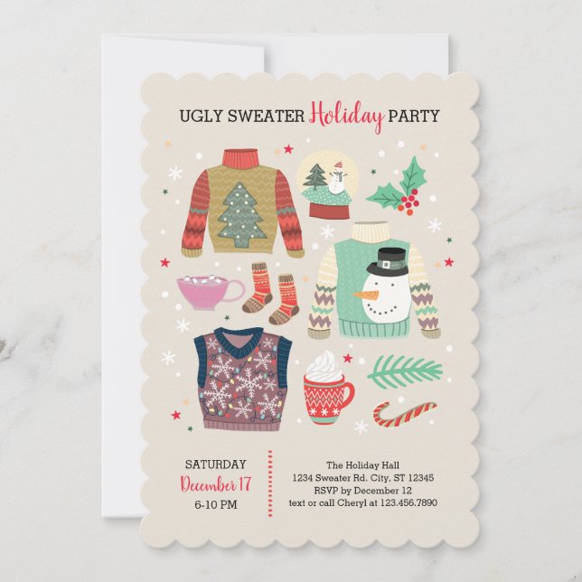 Poster Style Ugly Sweater Holiday Party Invitation (Front)