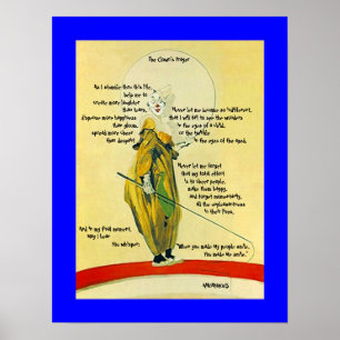 POSTER ~THE CLOWN'S PRAYER OUTLINES PLAYFUL CLOWN!
