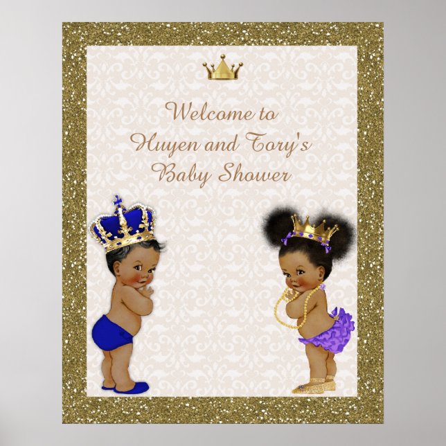 Poster twin, gender reveal, gold, glitter (Front)