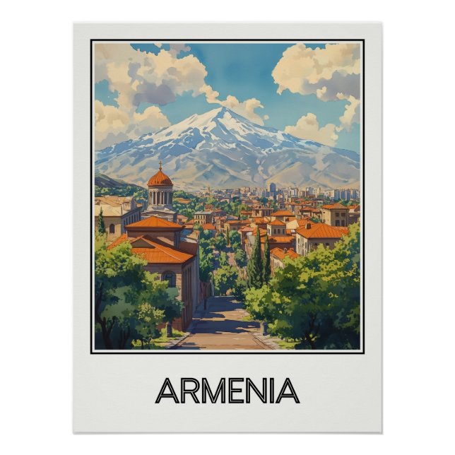 Poster vintage Armenia, view of Mount Ararat (Front)