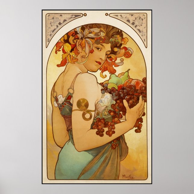 Poster Vintage Art Alfons Mucha Fruit (Front)