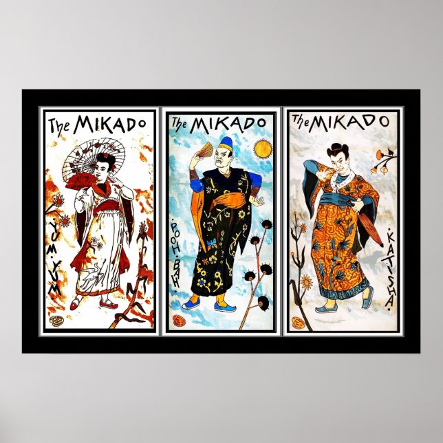 Poster Vintage Art Japanese The Mikado 3 Panels (Front)