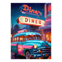 Poster Vintage Diner Lights