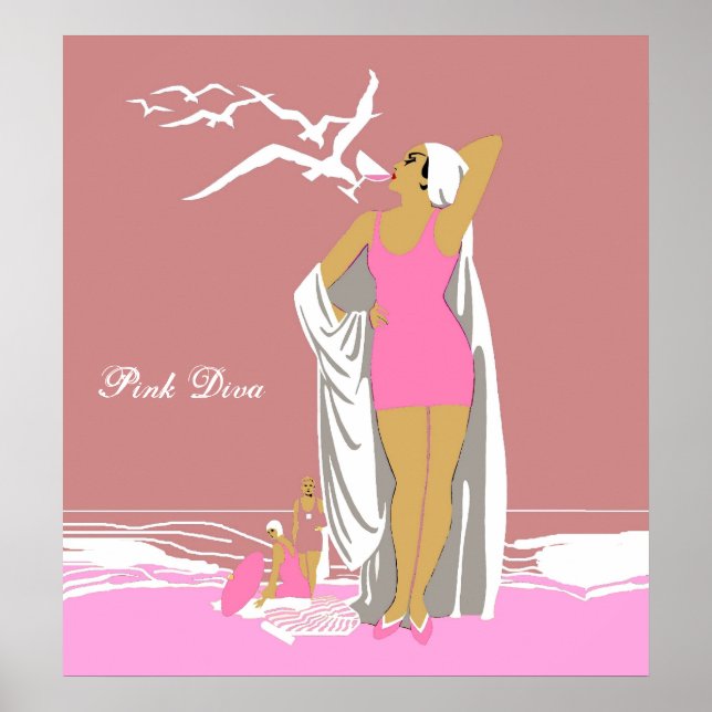 Poster Vintage Retro Pink Girl Diva 2 (Front)