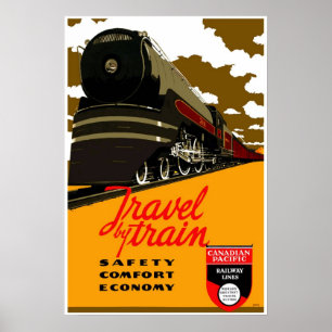 Poster Vintage Travel By Train Canada 2