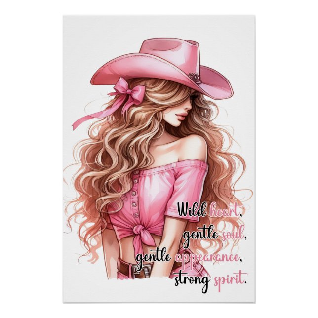 Poster "Wild Heart, Gentle Soul" - Cowgirl design (Front)