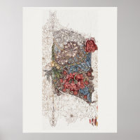 POSTER : WILLIAM MORRIS : HONEYSUCKLE + TULIP