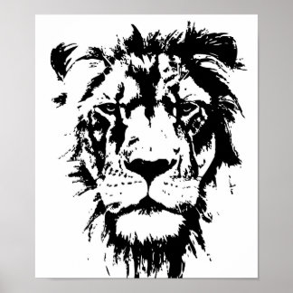Poster with a black and white print Leo