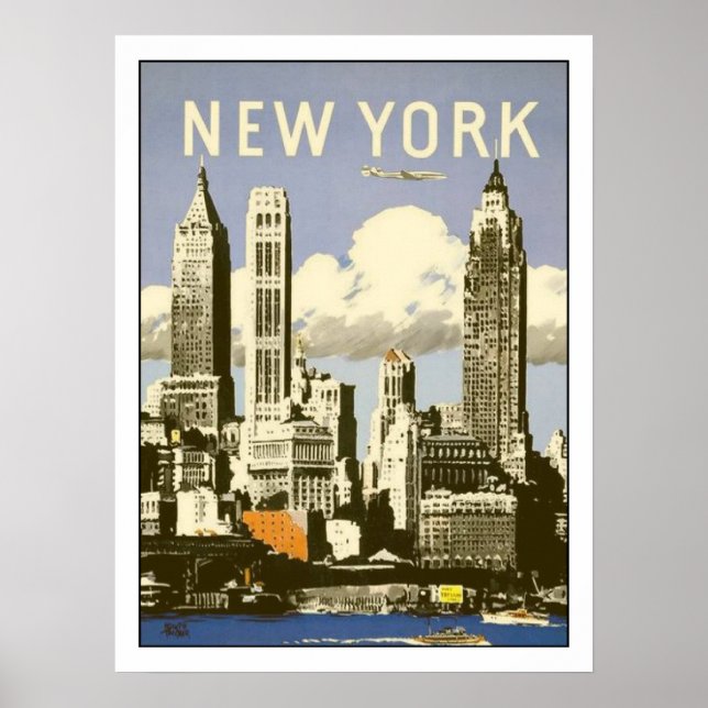 Poster with Cool Vintage New York Print (Front)