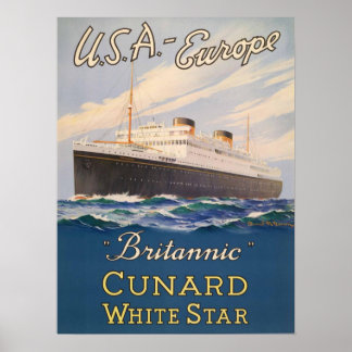 Poster with Cruise Ship Advertising Poster