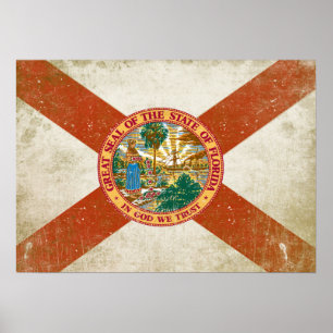 Poster with Distressed Flag from Florida