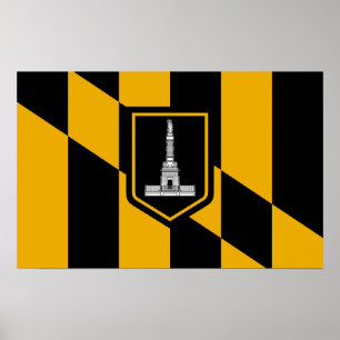 Poster with Flag of Baltimore, Maryland, USA