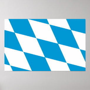 Poster with Flag of Bavaria, Germany