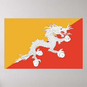Poster with Flag of Bhutan