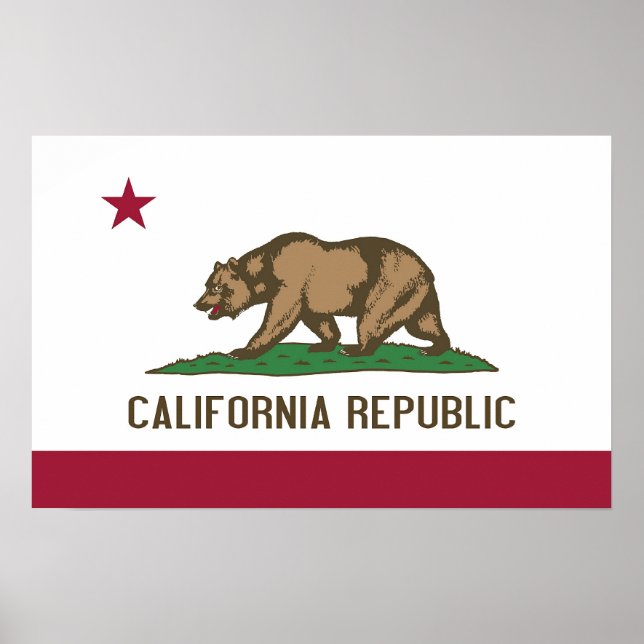 Poster with Flag of California, U.S.A. (Front)
