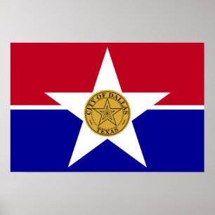 Poster with Flag of Dallas, USA