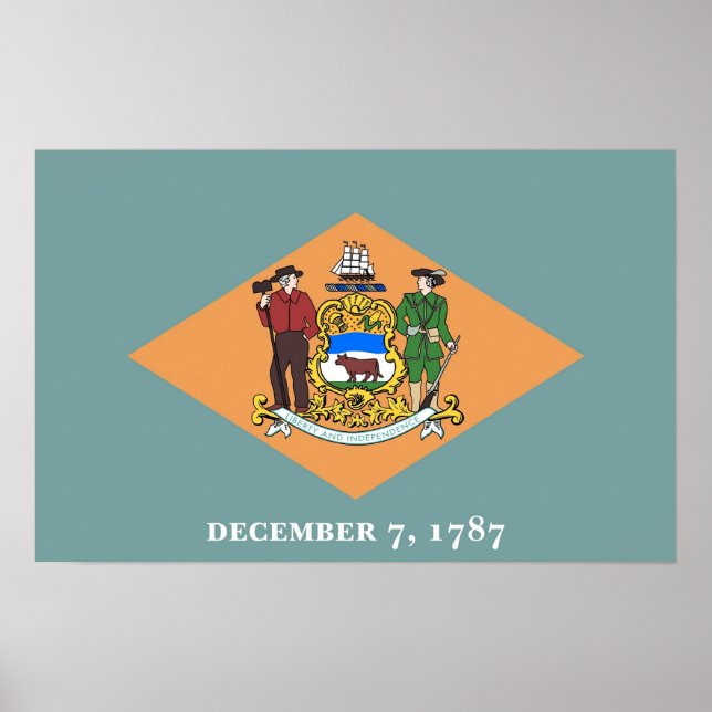 Poster with Flag of Delaware, U.S.A. (Front)